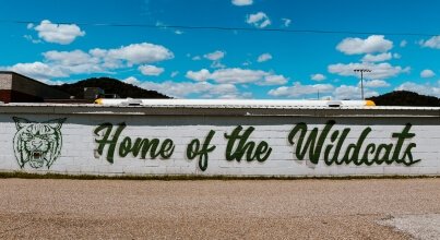 Home of the wildcats painted sign