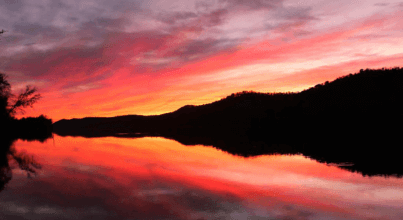 Sunset along the river in Paden City, WV